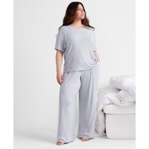State of Day Plus Size Heather Ribbed-Knit Sleep Grey 2X